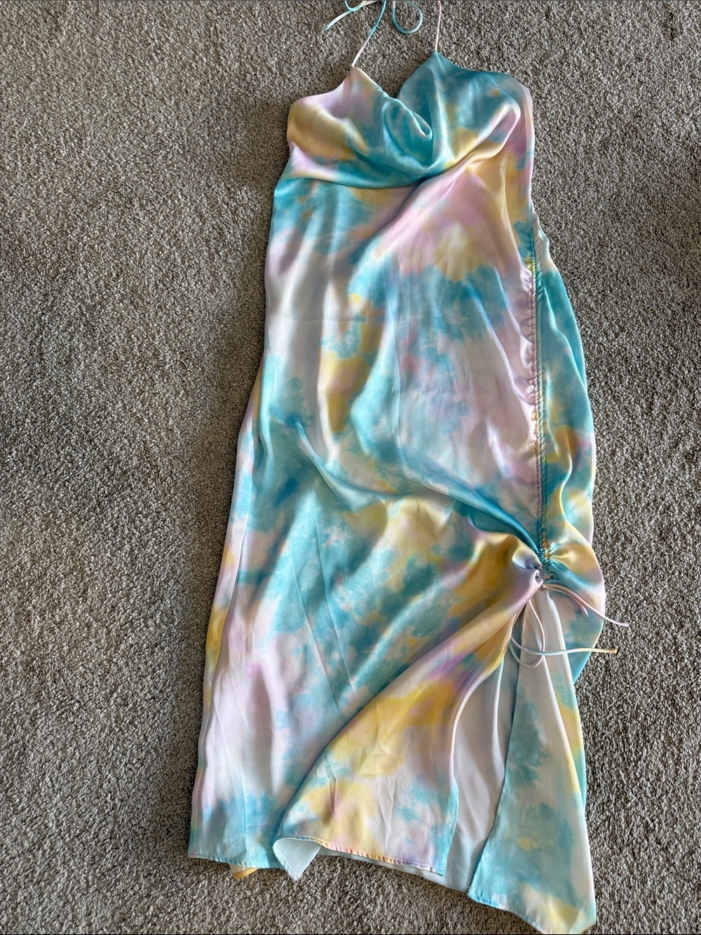 Zara Pastel Tie-Dye Halter One-Piece in Blue, Pink & Yellow